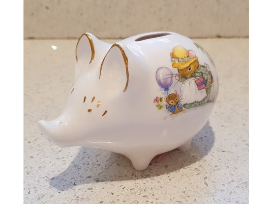 Vintage small Piggy Bank, Crown, Fine China,  Made in England 