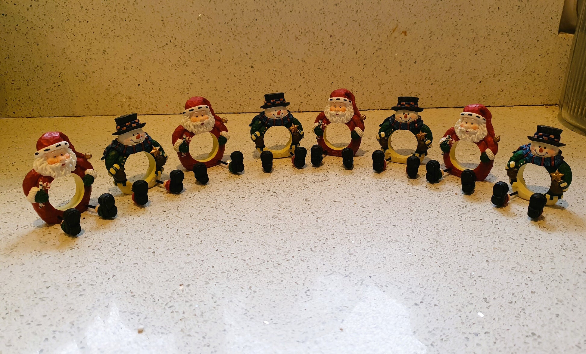 Christmas Napkin Rings, Avon, Snowman Napkin rings, Santa Napkin Rings,