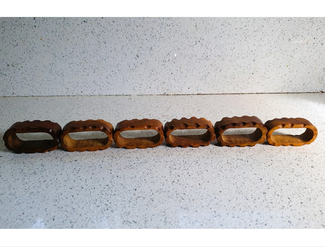 Vintage Pear Wood Napkin Rings 