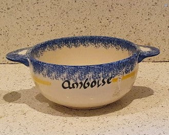 Vintage, Ambôise, Quimper French Pottery Two Handled Porridge Bowls, man, Breton Costume, Amboise,
