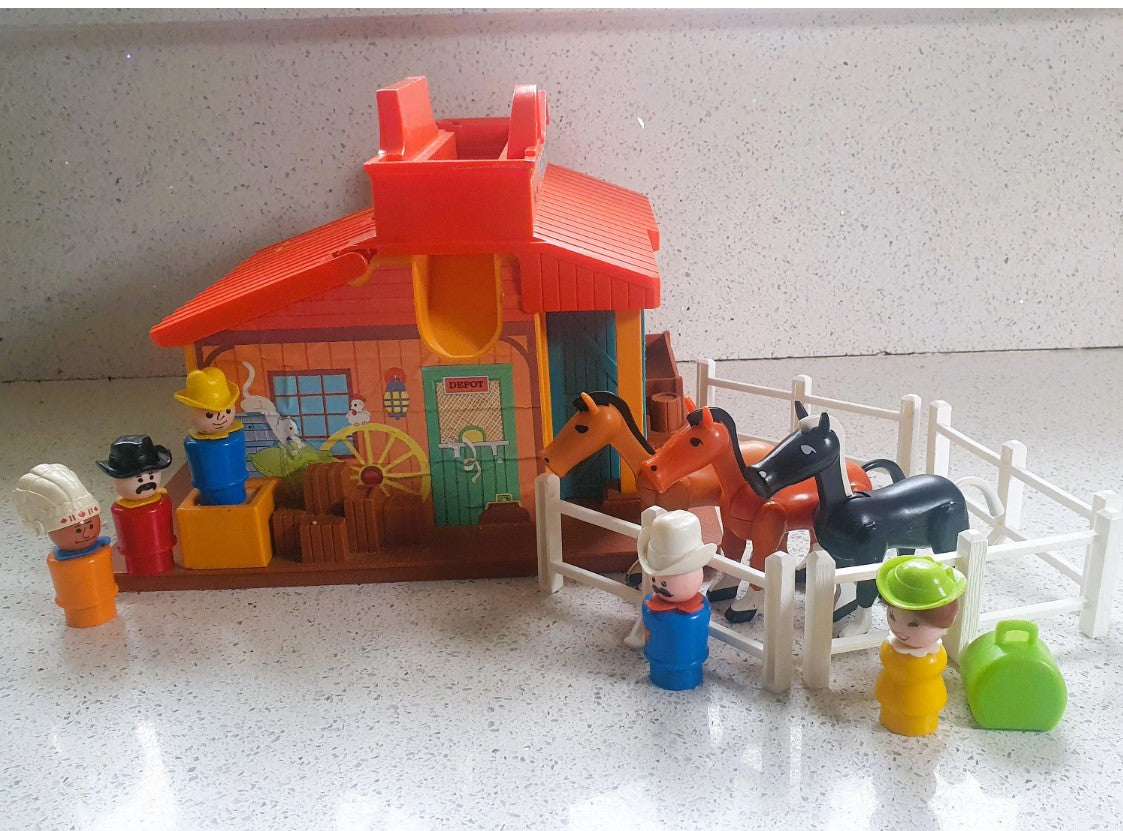 80s Fisher-Price Western Town, Fisher Price Western Town, COMPLETE, With Box, Boxed