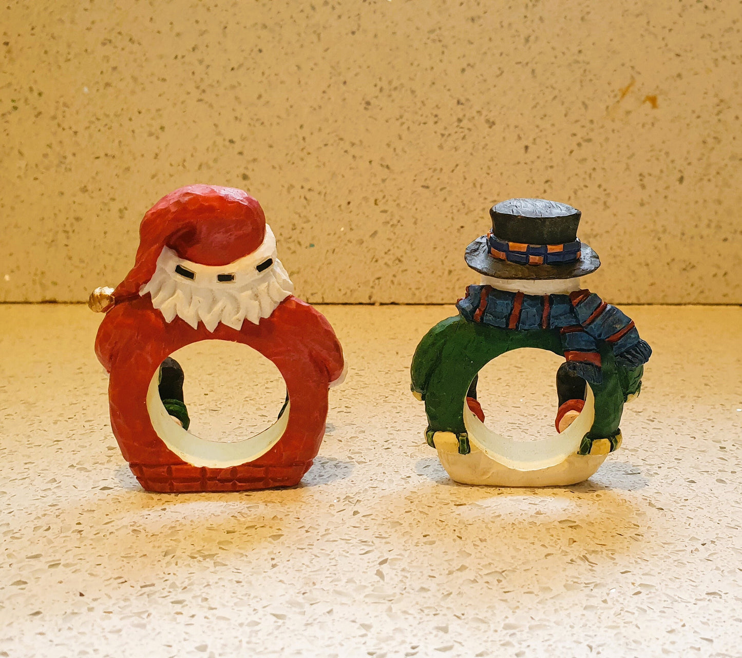 Christmas Napkin Rings, Avon, Snowman Napkin rings, Santa Napkin Rings,